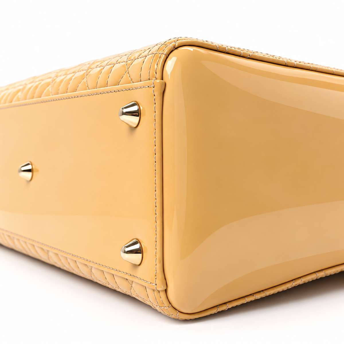 Dior Large Lady Dior, Beige Patent Cannage Leather, Gold-Tone Hardware | Shop Authentique Lux