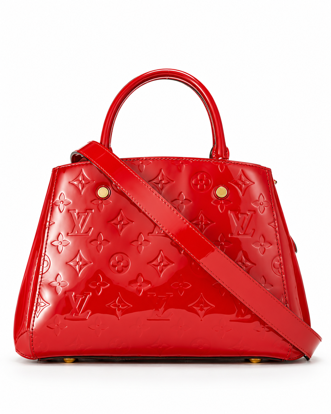 Louis Vuitton Montaigne MM in Cerise Monogram Vernis with Gold-Tone Hardware | Shop Authentique Lux