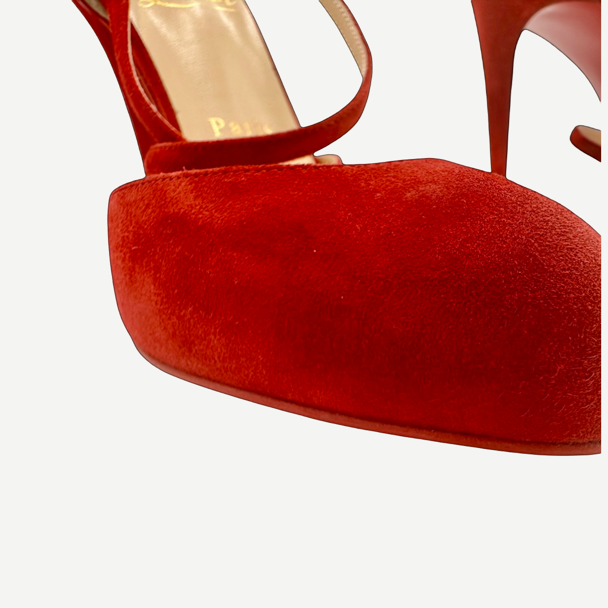 Christian Louboutin Red Suede Ankle-Strap Pumps, Size 37.5 | Shop Authentique Lux