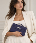 Hermès Bleu Saphir Swift Kelly Pochette Clutch Bag, Palladium Hardware, Full Set, C Stamp, 2018 | Shop Authentique Lux