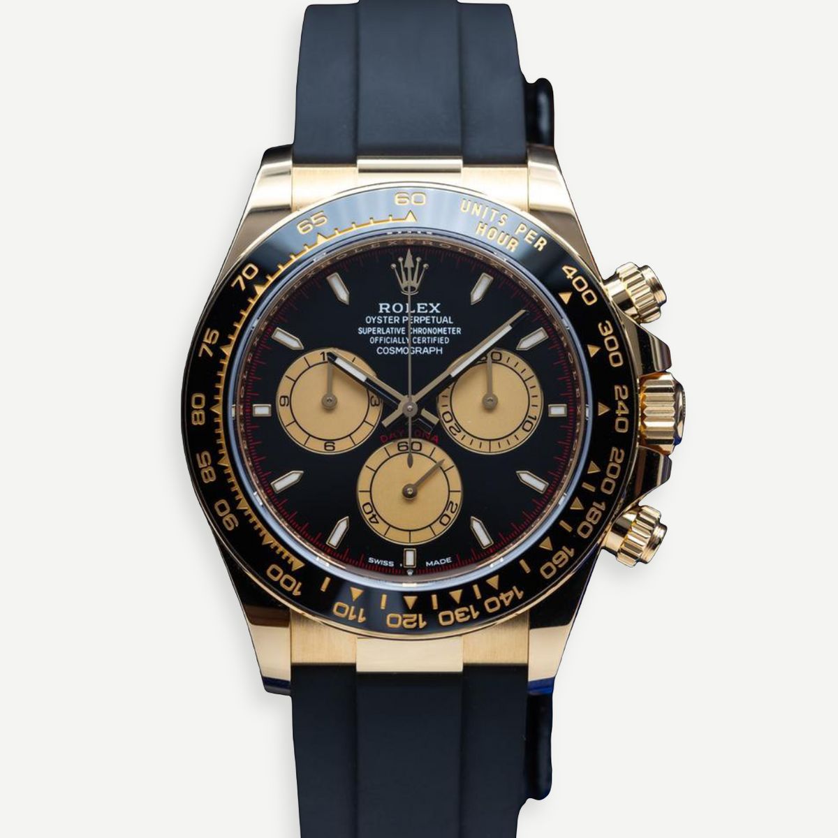 ROLEX Daytona “Paul Newman” 126518LN, Black Dial, 18K Yellow Gold, Oysterflex, Full Set, 2024 | Shop Authentique Lux