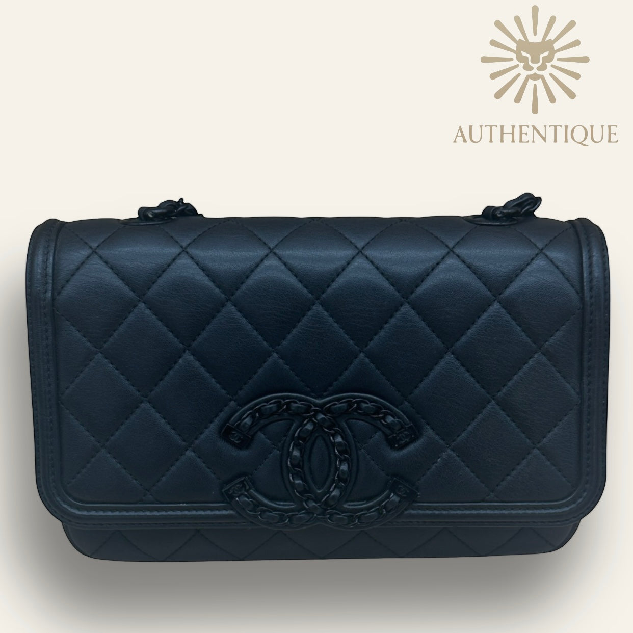 Chanel Small CC Filigree Flap Bag "So Black" Lambskin Ruthenium Hardware | Shop Authentique Lux