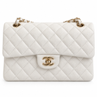 CHANEL Caviar Quilted Medium Classic Double Flap Bag, White, Gold Hardware, Full Set | Shop Authentique Lux