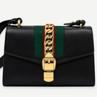 GUCCI Small Sylvie Shoulder Bag, Black Calfskin, Gold-Tone Hardware | Shop Authentique Lux