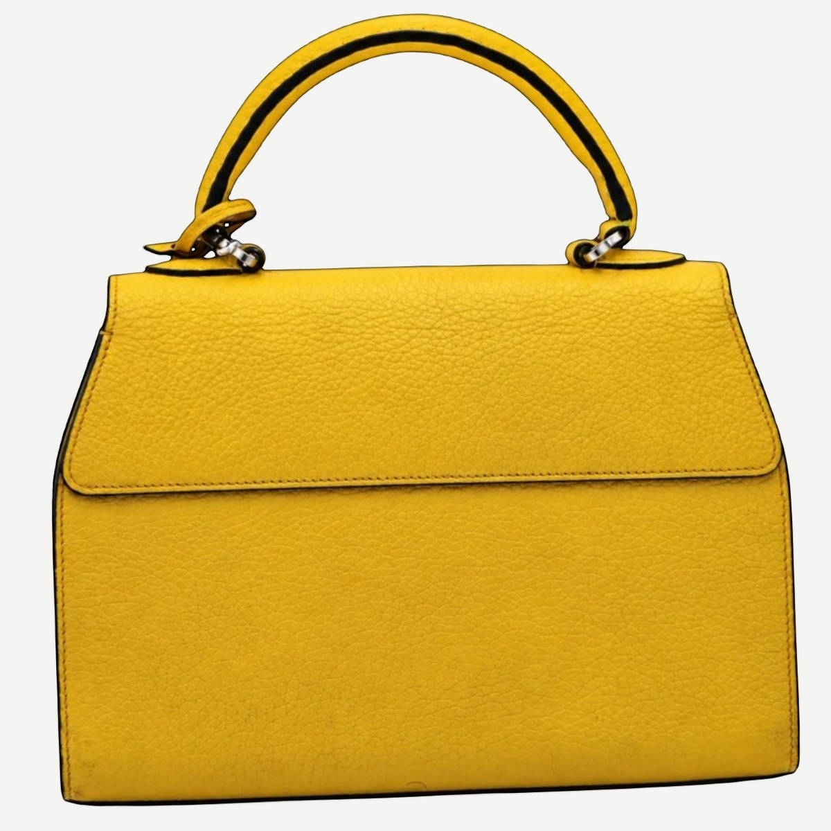 Moynat yellow leather structured bag rear view | Shop Authentique Lux