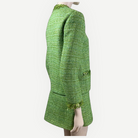VALENTINO green tweed jacket and skirt set, side view | Shop Authentique Lux