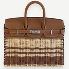 Birkin 25 Picnic in Striped Gold Swift & Osier Wicker, Palladium Hardware, Stamp K | Shop Authentique Lux