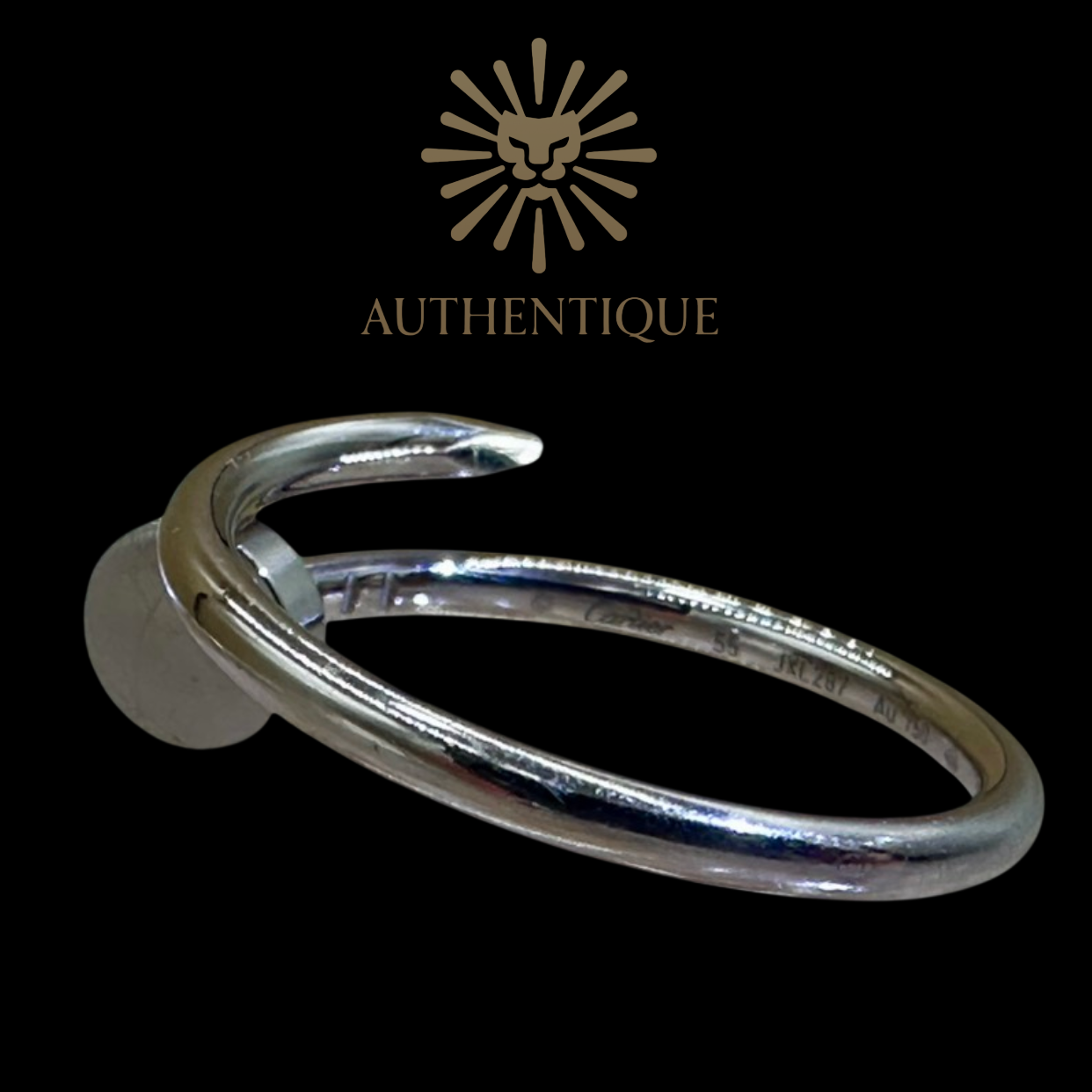 Shop Authentic Cartier Juste un Clou Small Model (SM) Ring in 18k White Gold, size 7.25 (55), weighing 4 grams. Includes original boutique packaging.