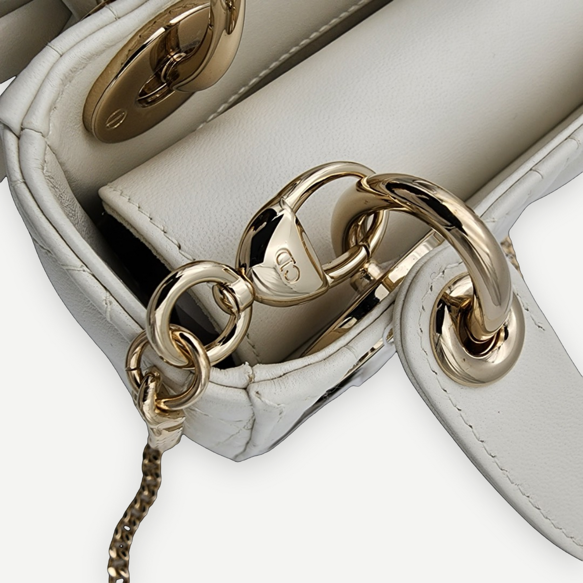 Christian Dior Mini Lady Dior Bag with Chain in Latte Cannage Lambskin, Full Set, 2026 | Shop Authentique Lux