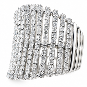 EFFY Vintage Diamond Wide Multi-Row Band Ring, 14K White Gold, Approx. 1.25 CTW, Size 6