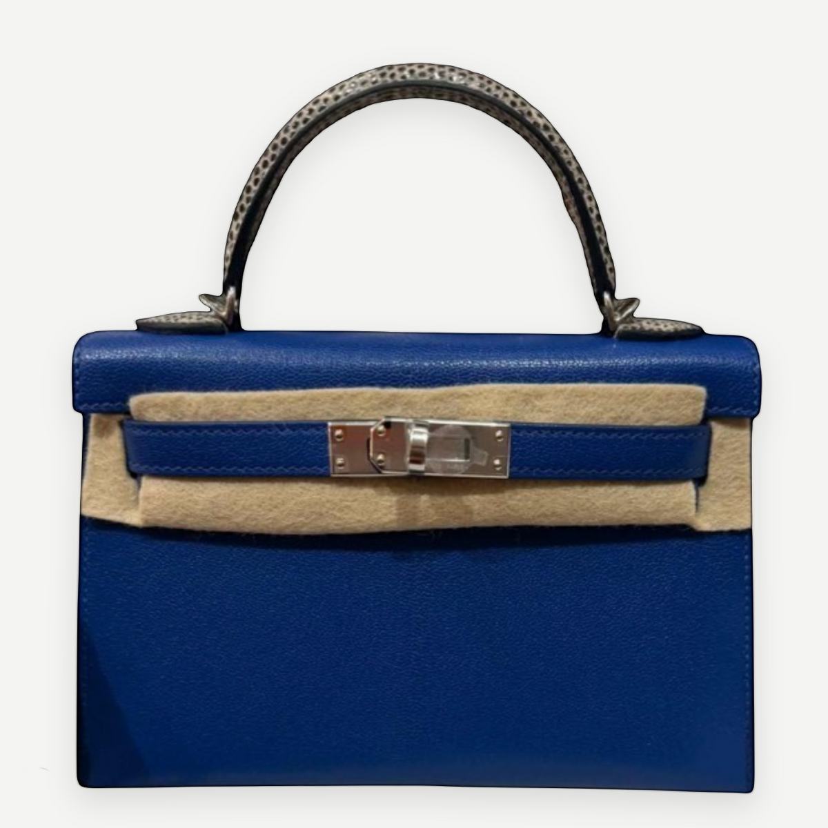 HERMES Kelly Touch Sellier 20, Bleu Royal Chevre Chamkila & Ombre Lizard, PHW, Full Set, 2025 | Shop Authentique Lux