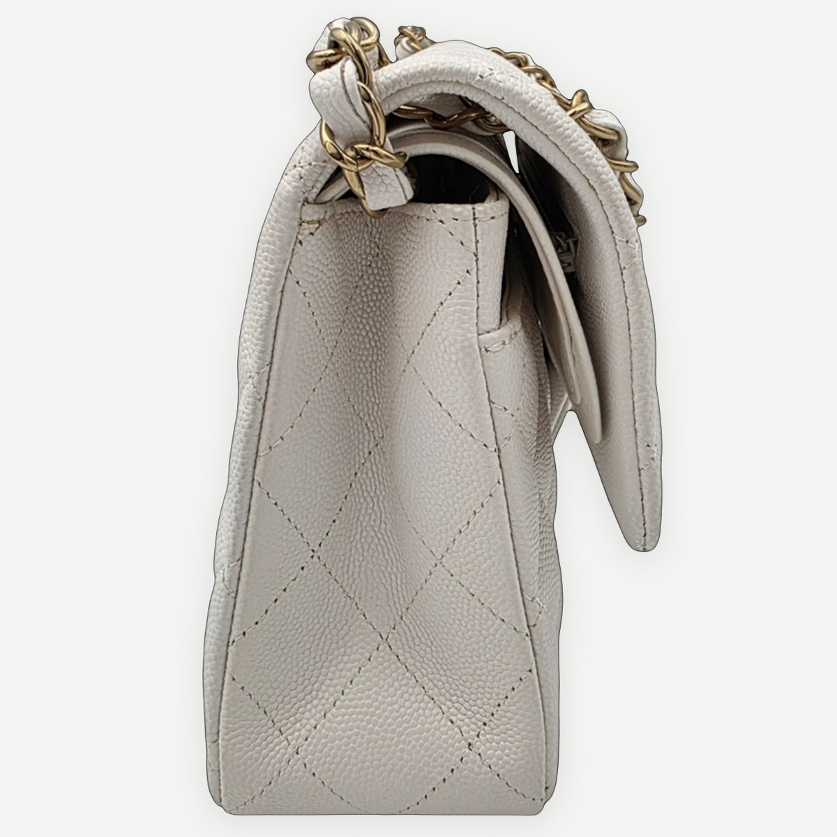 CHANEL Caviar Quilted Medium Classic Double Flap Bag, White, Gold Hardware, Full Set | Shop Authentique Lux
