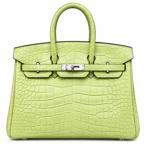 HERMÈS Birkin 25, Matte Crocodile, Vert Criquet (R9), Palladium Hardware, Z Stamp, 2021