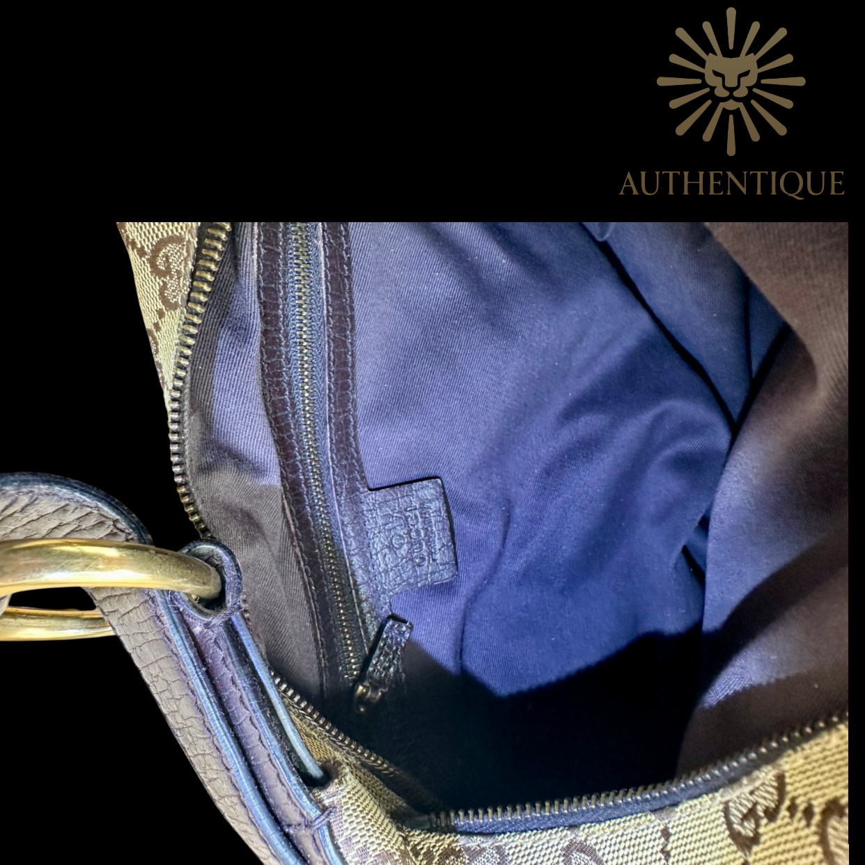 Gucci GG Canvas Horsebit Hobo in neutral monogram canvas with gold-tone hardware — Always guaranteed authentic at Authentique Lux