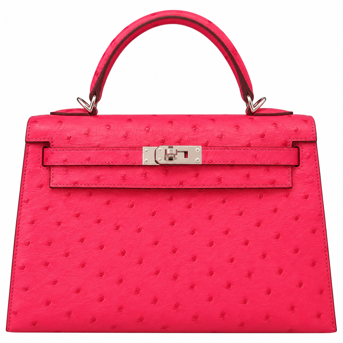 HERMÈS E5 Candy Pink Ostrich Kelly 25, Silver Hardware, D Stamp | Shop Authentique Lux