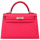 HERMÈS E5 Candy Pink Ostrich Kelly 25, Silver Hardware, D Stamp | Shop Authentique Lux