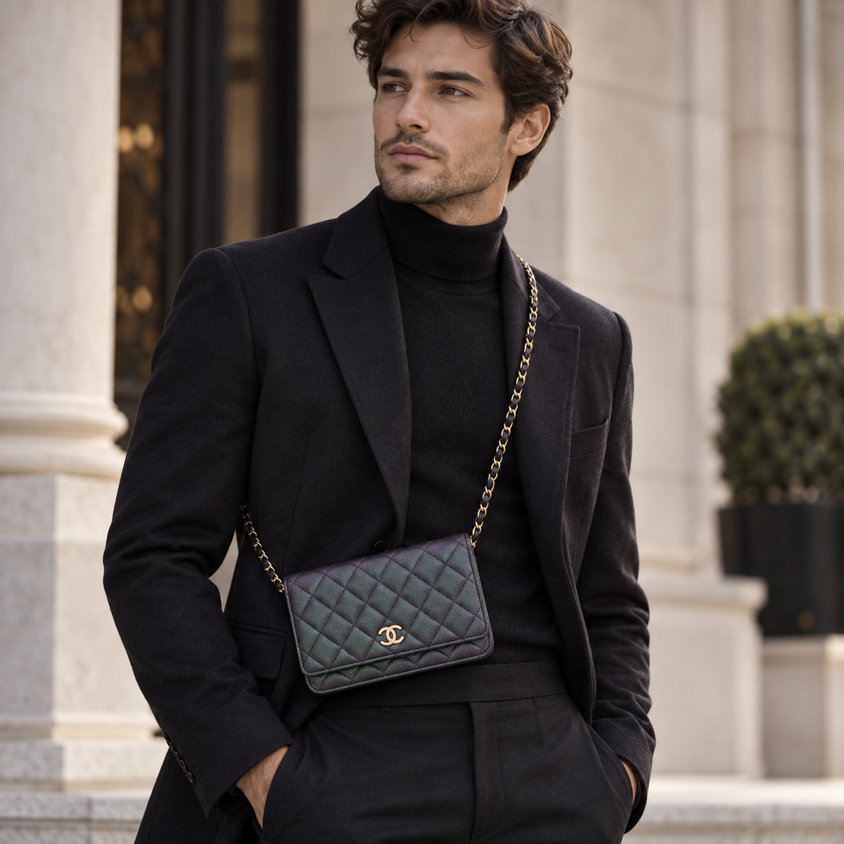 CHANEL Iridescent Green Caviar Wallet on Chain | Shop Authentique Lux