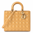 Dior Large Lady Dior, Beige Patent Cannage Leather, Gold-Tone Hardware | Shop Authentique Lux