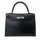 Hermès Kelly 28 Sellier, Noir Box Leather, PHW, Full Set, 2000 | Shop Authentique Lux
