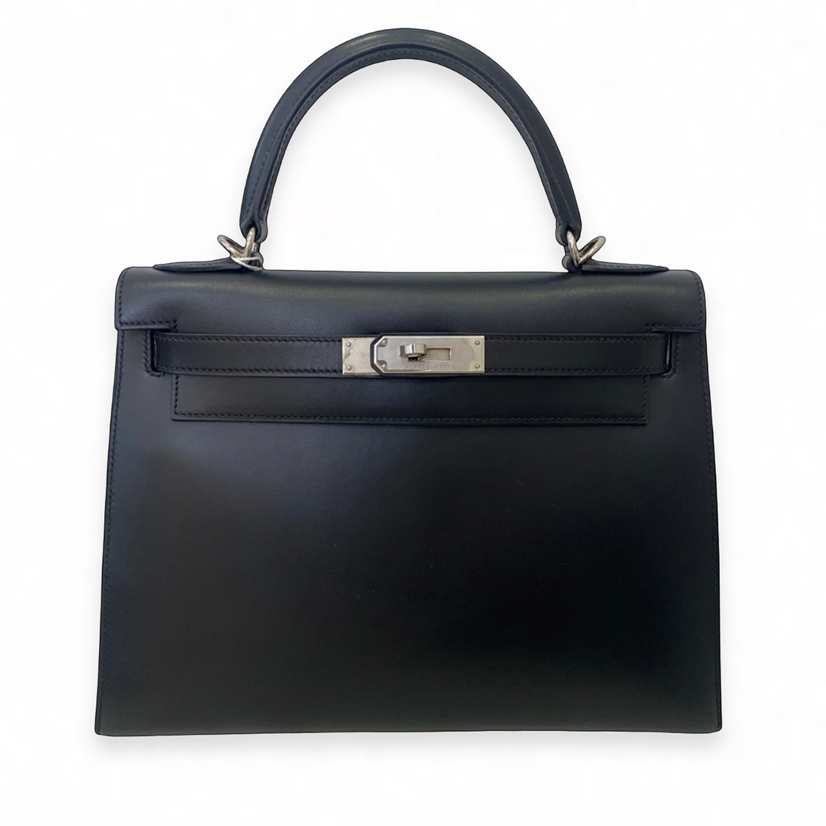 Hermès Kelly 28 Sellier, Noir Box Leather, PHW, Full Set, 2000 | Shop Authentique Lux