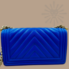 Chanel Medium Chevron Boy Bag blue 2024 spring gold hardware new condition 100% authentic I Authetique Lux