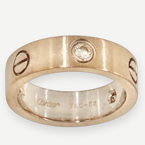 CARTIER Love Ring, 3 Diamonds, 18K White Gold, Size 52 (US 5.75)