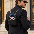 Fendi Bag Bugs Mini Backpack in Black Nylon, Leather and Blue Fur | Shop Authentique Lux
