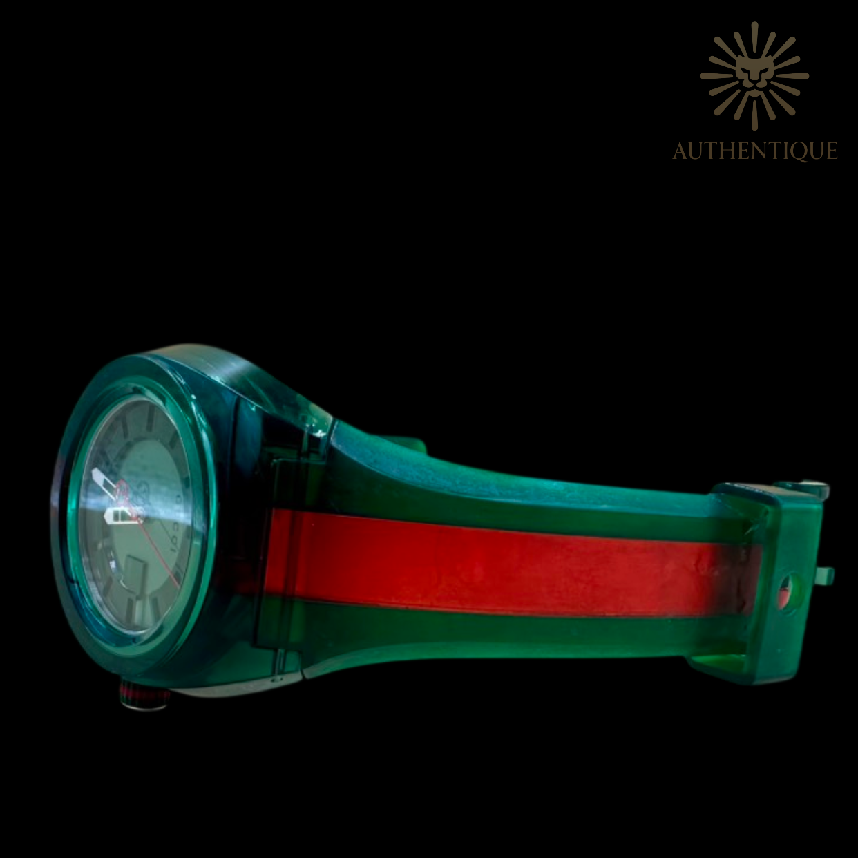 Gucci Sync XXL Men's Watch YA137113 with Green Sunray Dial and Web Stripe Strap