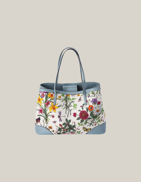 Gucci Flora Anniversary Tote with Bamboo Tassel and Leather Trim – Authentique Luxury