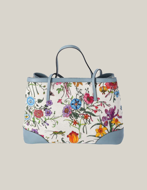 Gucci Flora Anniversary Tote with Bamboo Tassel and Leather Trim – Authentique Luxury
