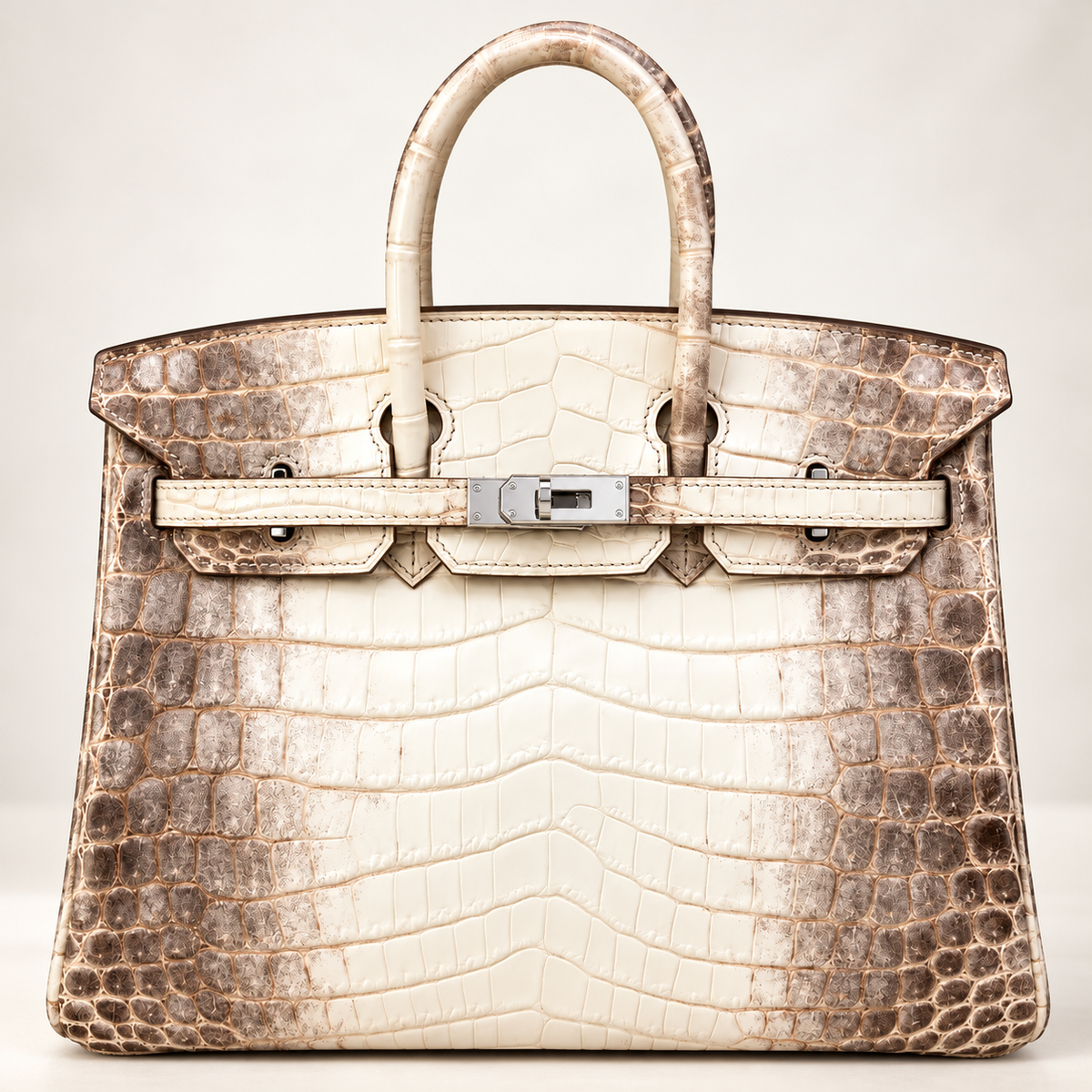 HERMÈS Birkin 25, Matte Himalaya Niloticus Crocodile, Palladium Hardware, 2012 | Shop Authentique Lux