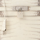 HERMES Kelly 25 Retourne, Himalaya Matte Niloticus Crocodile, PHW, Full Set, 2024 | Shop Authentique Lux