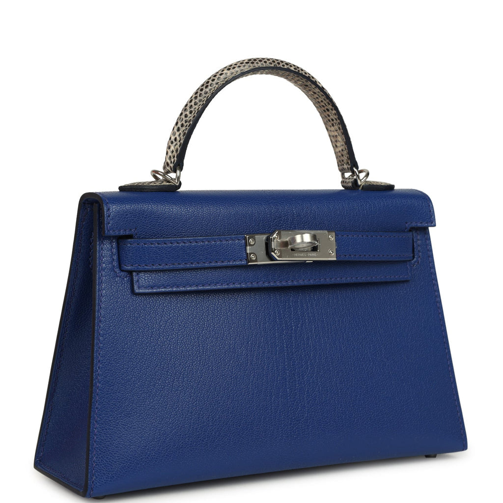 HERMES Kelly Touch Sellier 20, Bleu Royal Chevre Chamkila & Ombre Lizard, PHW, Full Set, 2025 | Shop Authentique Lux