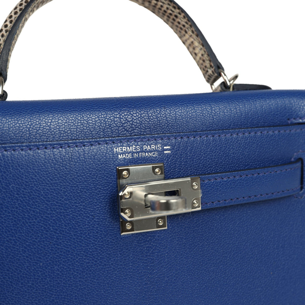 HERMES Kelly Touch Sellier 20, Bleu Royal Chevre Chamkila & Ombre Lizard, PHW, Full Set, 2025 | Shop Authentique Lux