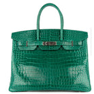 HERMES Birkin 35, Vert Emeraude Shiny Porosus Crocodile, PHW | Shop Authentique Lux