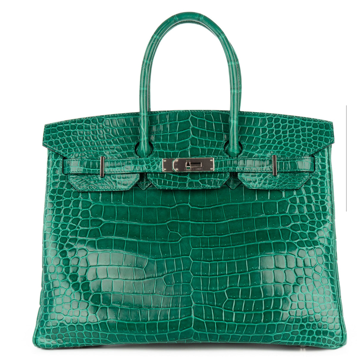 HERMES Birkin 35, Vert Emeraude Shiny Porosus Crocodile, PHW | Shop Authentique Lux