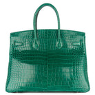HERMES Birkin 35, Vert Emeraude Shiny Porosus Crocodile, PHW | Shop Authentique Lux