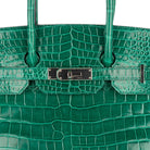 HERMES Birkin 35, Vert Emeraude Shiny Porosus Crocodile, PHW | Shop Authentique Lux