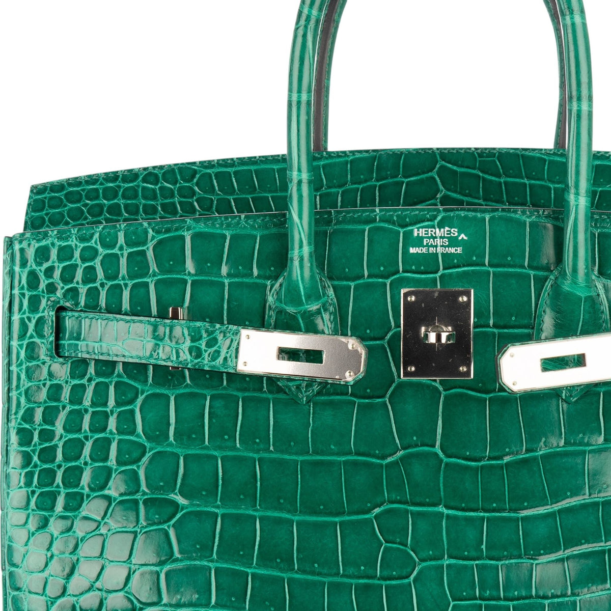 HERMES Birkin 35, Vert Emeraude Shiny Porosus Crocodile, PHW | Shop Authentique Lux
