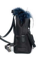 Fendi Bag Bugs Mini Backpack in Black Nylon, Leather and Blue Fur | Shop Authentique Lux