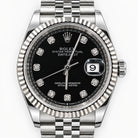 Rolex Datejust 36 Platinum Fluted Bezel Black Diamond Dial 2019 Full Set | Shop Authentique Lux