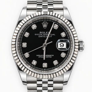 ROLEX Datejust 36, Black Diamond Dial, Ref. 126234, White Rolesor, 2019, Full Set
