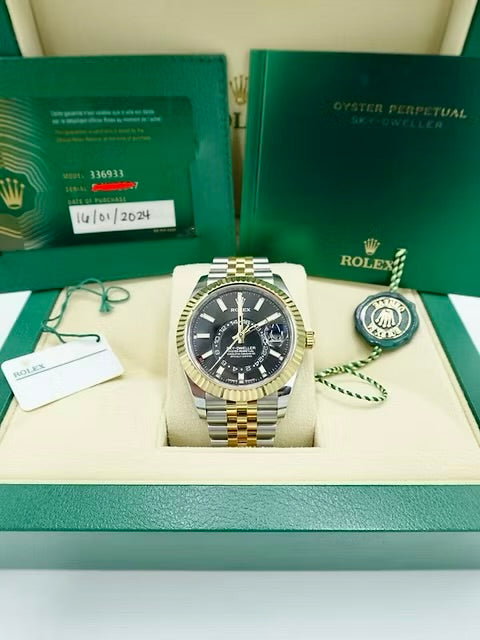 Rolex Sky-Dweller 336933, Black Dial, Oystersteel & 18K Yellow Gold, Full Set, 2024 | Shop Authentique Lux