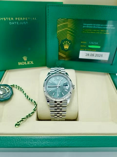 Rolex Datejust 36 126234, Green Dial, 18K White Gold Bezel, Full Set, 2025 | Shop Authentique Lux