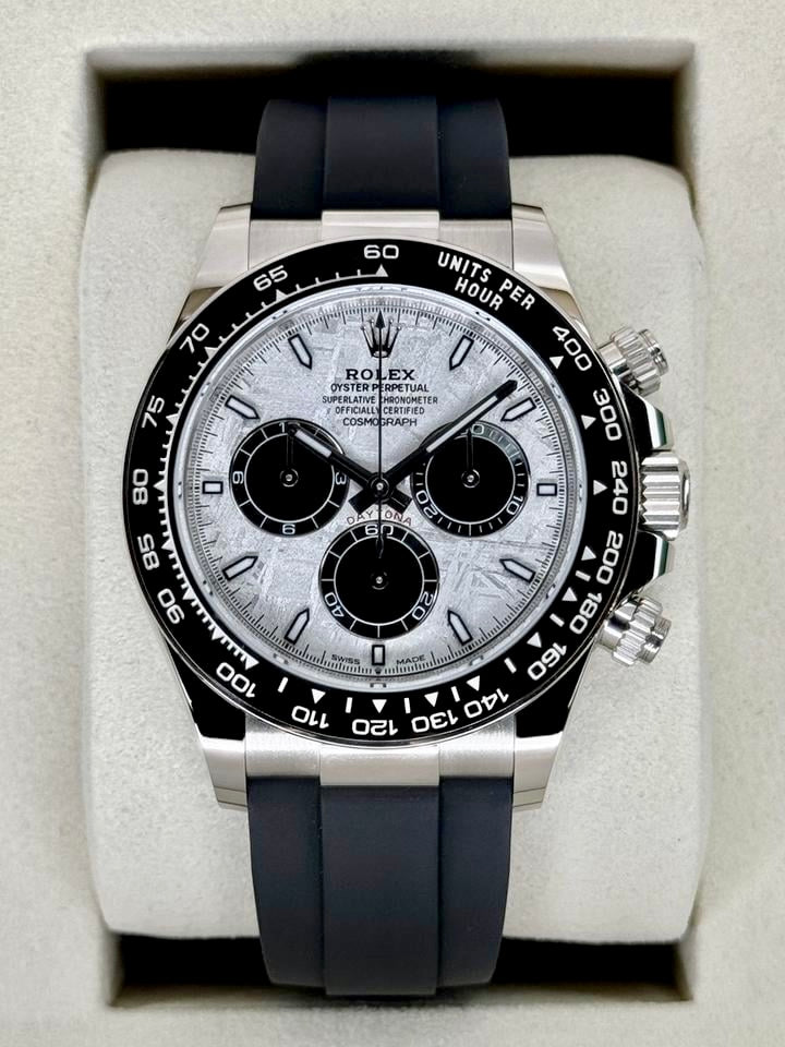 ROLEX Cosmograph Daytona 126519LN, Silver Meteorite Dial, 18K White Gold, Oysterflex, Full Set, 2026 | Shop Authentique Lux