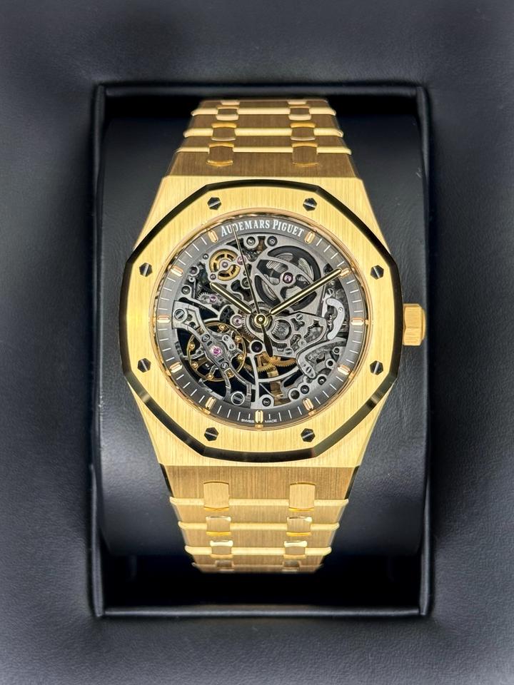 AUDEMARS PIGUET Royal Oak 15407BA grey openworked dial in presentation box | Shop Authentique Lux