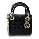 Dior Mini Lady Dior, Black Patent Leather, Gold Hardware | Shop Authentique Lux