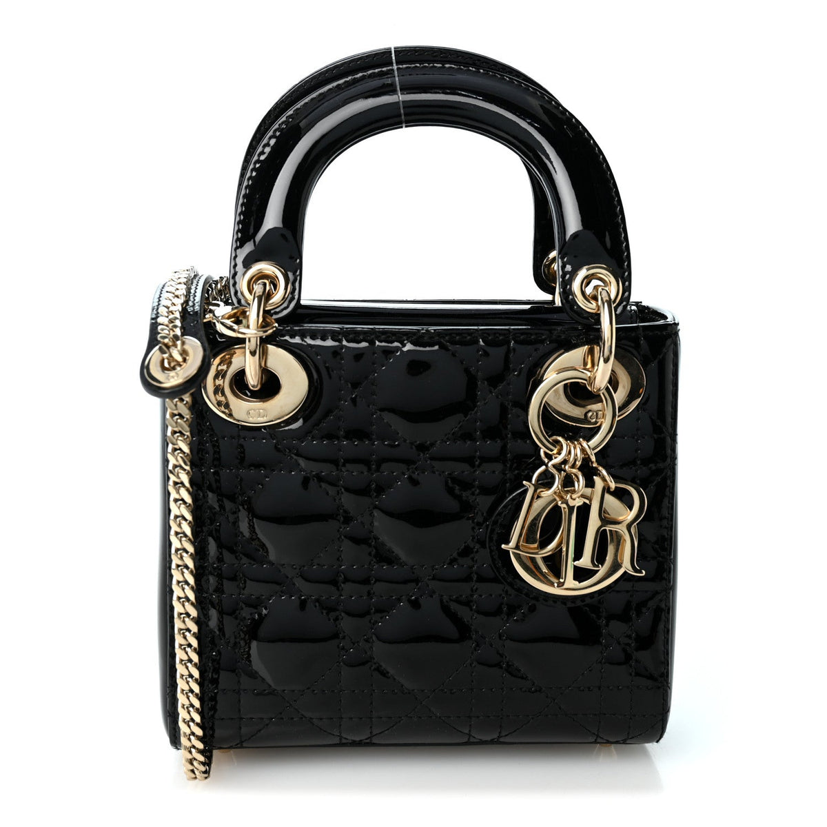 Dior Mini Lady Dior, Black Patent Leather, Gold Hardware | Shop Authentique Lux