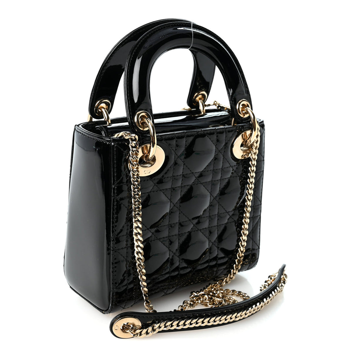 Dior Mini Lady Dior, Black Patent Leather, Gold Hardware | Shop Authentique Lux