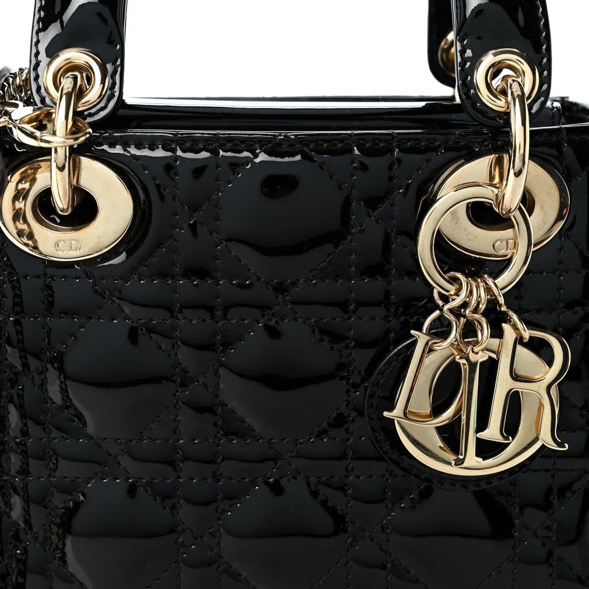 Dior Mini Lady Dior, Black Patent Leather, Gold Hardware | Shop Authentique Lux